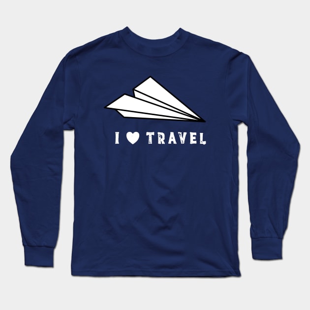 Adventure Paper Plane I Love Travelling Long Sleeve T-Shirt by happinessinatee